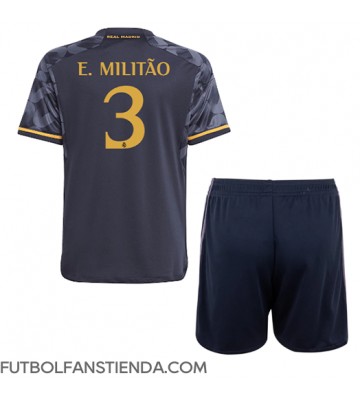Real Madrid Eder Militao #3 Segunda Equipación Niños 2023-24 Manga Corta (+ Pantalones cortos)